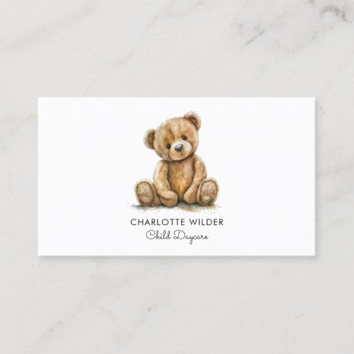 Boho Rainbow Teddy Bear Child Daycare Business Card