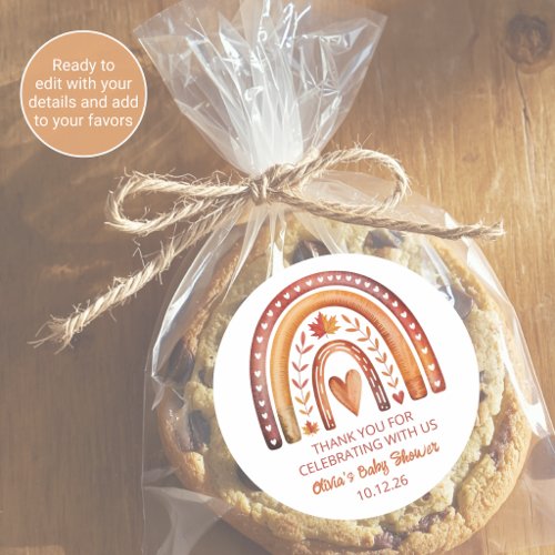 Boho Rainbow Terracotta Baby Shower Favor Stickers