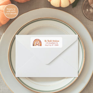 Boho Rainbow Terracotta Baby Shower Return Address Label