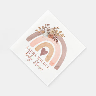 Boho Rainbow Terracotta Brown Rust Baby Shower Napkins