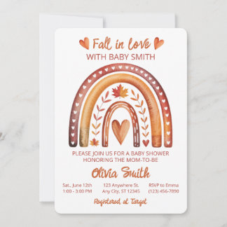 Boho Rainbow Terracotta Fall in Love Baby Shower Invitation