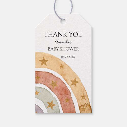 Boho Rainbow Thank You Baby Shower   Gift Tags