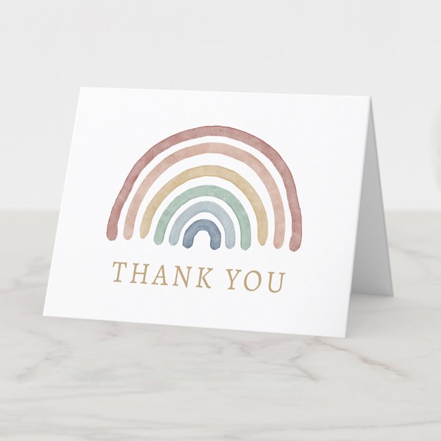Boho Rainbow Thank You Card (Boho Watercolor Colorful Rainbow Thank You Card by Painted Paperie
)