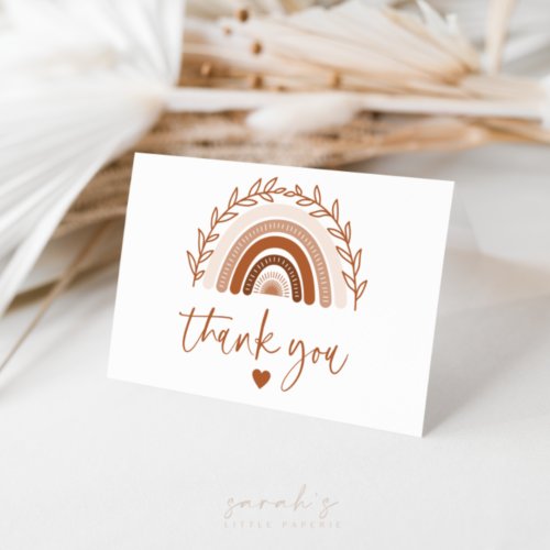 Boho Rainbow Thank You Earthy Terracotta Tones Thank You Card