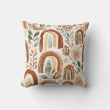 Boho Rainbow Throw Pillow | Neutral Nursery Decor