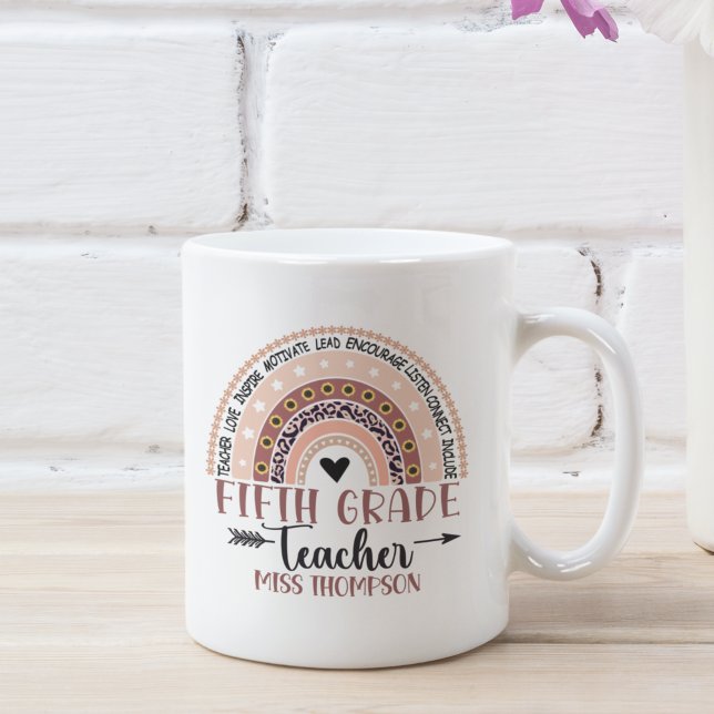  Boho Rainbow Tumbler for 5th Grade Teacher Coffee Mug (Creator Uploaded)