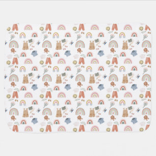 boho rainbow watercolor baby design blanket