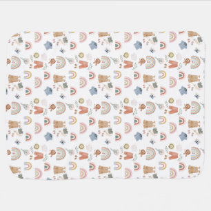 boho rainbow watercolor baby design blanket