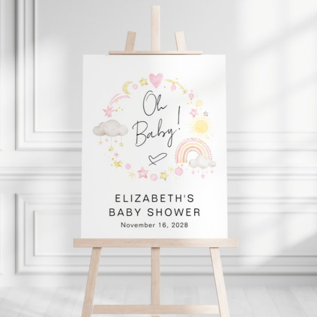 Boho Rainbow Watercolor Baby Girl Shower Foam Board (Creator Uploaded)