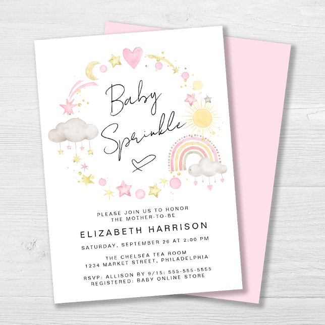 Boho Rainbow Watercolor Baby Girl Sprinkle Invitation (Creator Uploaded)