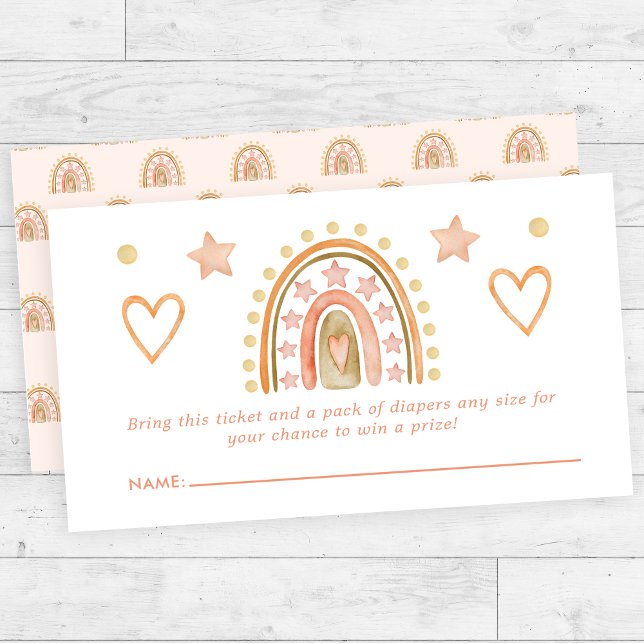 Boho Rainbow Watercolor Baby Shower Diaper Raffle Enclosure Card (Creator Uploaded)