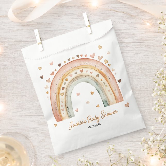 Boho Rainbow Watercolor Baby Shower Favor Bag (Clipped)