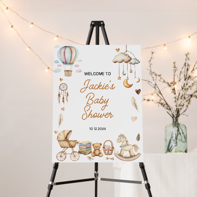 Boho Rainbow Watercolor Baby Shower Foam Board (In Situ (Stand))