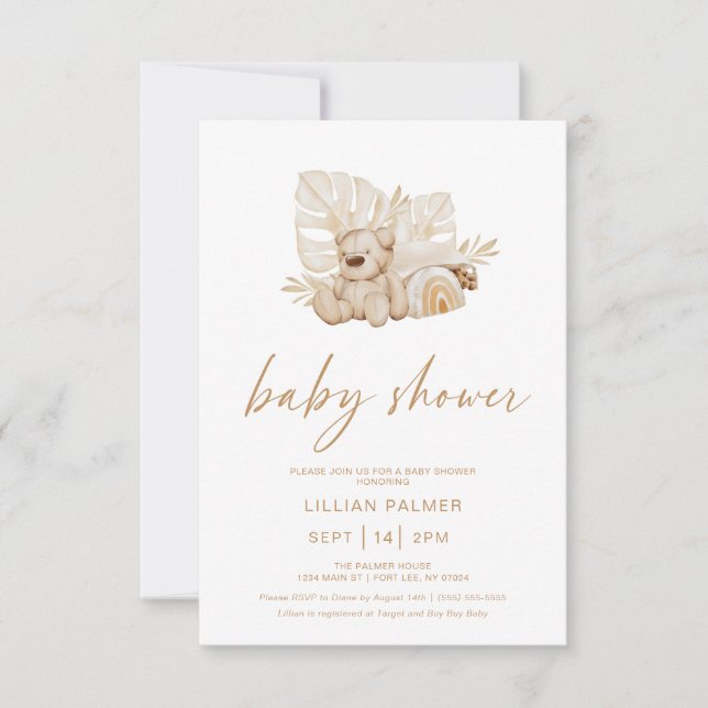 Boho Rainbow Watercolor Baby Shower Invitation (Front)