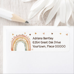 Boho Rainbow Watercolor Baby Shower Return Address Label