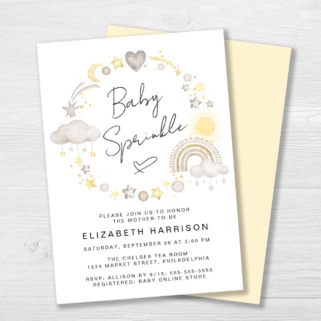 Boho Rainbow Watercolor Baby Sprinkle Invitation (Creator Uploaded)