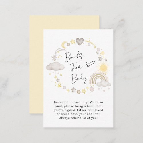 Boho Rainbow Watercolor Books For Baby Shower Enclosure Card