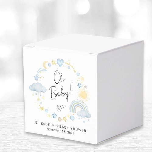 Boho Rainbow Watercolor Boy Baby Shower Favor Boxes