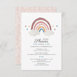 Boho Rainbow Watercolor Chic Baby Shower Invitation