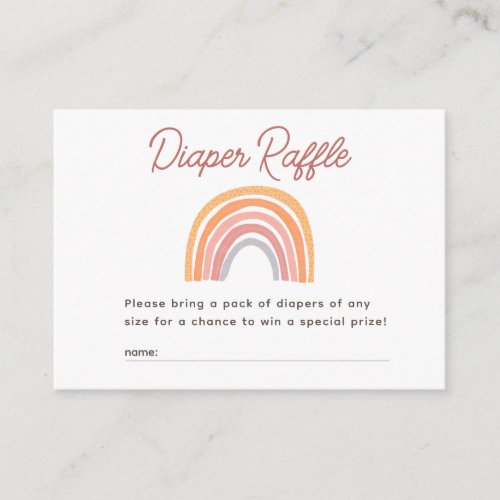 Boho Rainbow Watercolor Diaper Raffle Baby Shower Enclosure Card