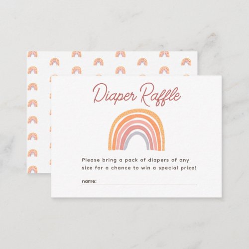 Boho Rainbow Watercolor Diaper Raffle Baby Shower Enclosure Card
