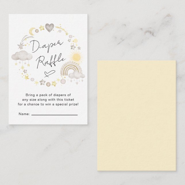 Boho Rainbow Watercolor Diaper Raffle Baby Shower Enclosure Card (Front/Back)