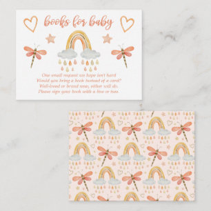 Boho Rainbow Watercolor Dragonfly Books For Baby Enclosure Card
