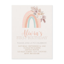 Boho Rainbow Watercolor First Birthday