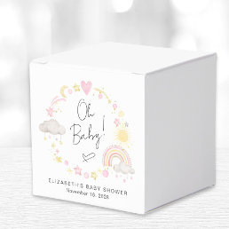 Boho Rainbow Watercolor Girl Baby Shower Favor Boxes