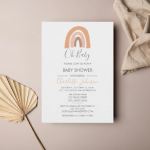 Boho Rainbow Watercolor Girl Baby Shower Invitation