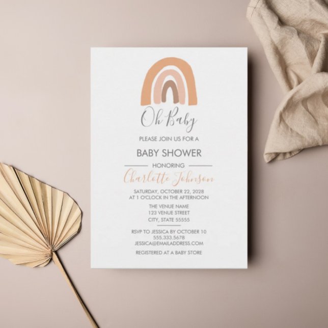 Boho Rainbow Watercolor Girl Baby Shower Invitation (Creator Uploaded)