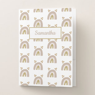 Boho Rainbow Watercolor Kids Pocket Folder