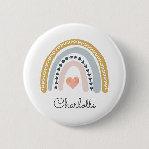 Boho Rainbow Watercolor Nursery Button