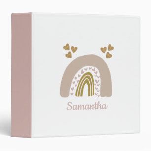 boho rainbow watercolor pink gold 3 ring binder