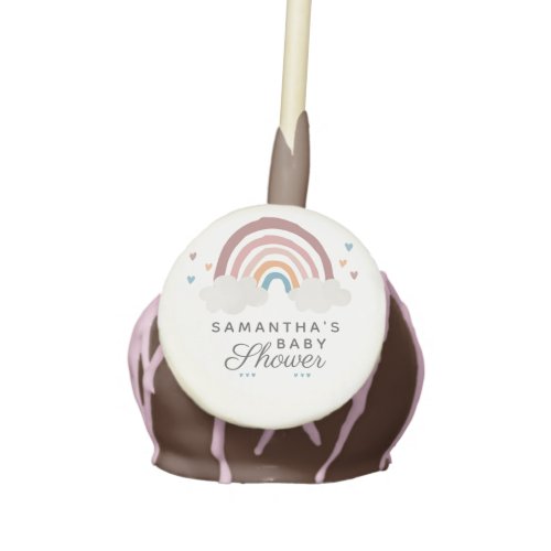 Boho Rainbow Watercolor Script Baby Shower Cake Pops