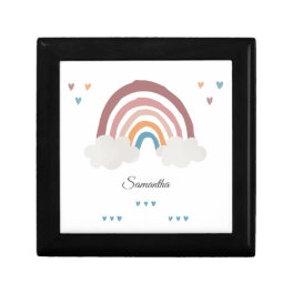 Boho Rainbow Watercolor Script Baby Shower Gift Box