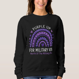 Boho Rainbow We Wear Purple Up For Military Child  Sweatshirt