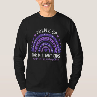 Boho Rainbow We Wear Purple Up For Military Child  T-Shirt