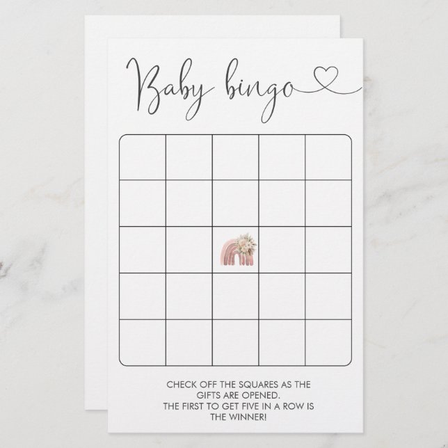  Boho Rainbow Wishes For Baby  Bingo Game (Front/Back)