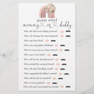 Boho Rainbow Wishes For Baby "Guess Who" Game