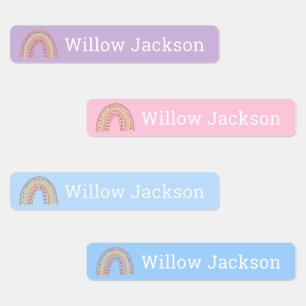 Boho Rainbow with Love Hearts Personalized School  Labels