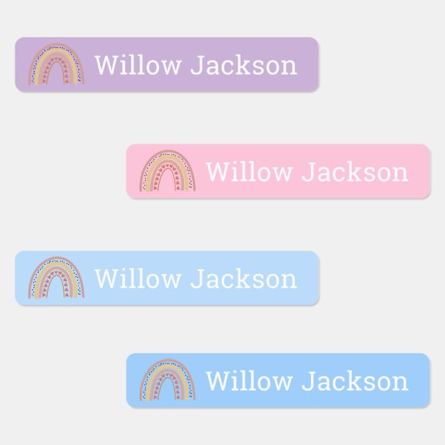 Boho Rainbow with Love Hearts Personalized School  Labels (Group)