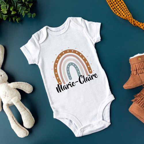 Boho rainbow with name gender neutral baby bodysuit