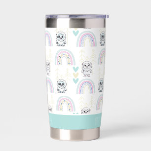 Boho Rainbow With Pastel Hearts Cute Yeti  Insulated Tumbler