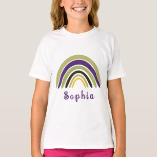 Boho Rainbow with Personalized Name in Green  T-Shirt