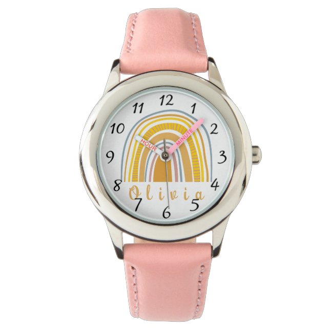 Boho Rainbow with Personalized Name Whimsical  Watch (Front)