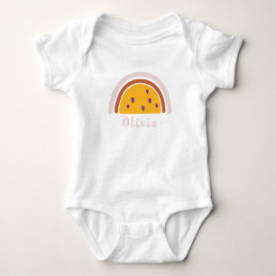 Boho Rainbow with Personalized Name Yellow Baby Bodysuit