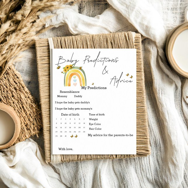 Boho Rainbow With Sunflowers Baby Predictions Game (Creator Uploaded)