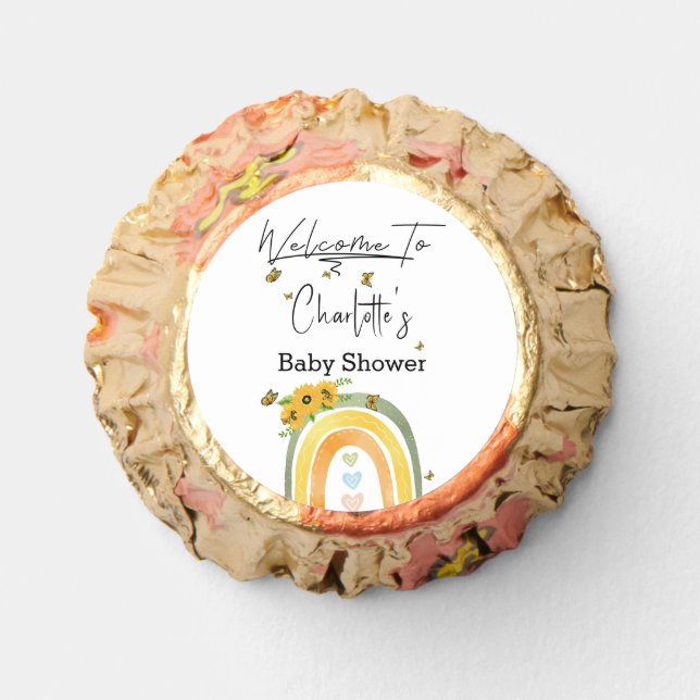Boho Rainbow With Sunflowers Baby Shower Reese's Peanut Butter Cups (Front)