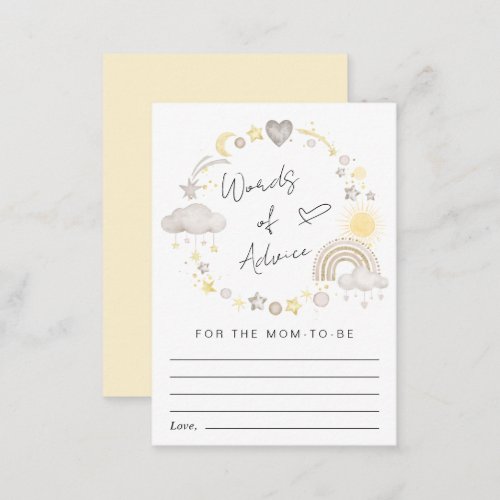 Boho Rainbow Words Of Advice Baby Shower Enclosure Card